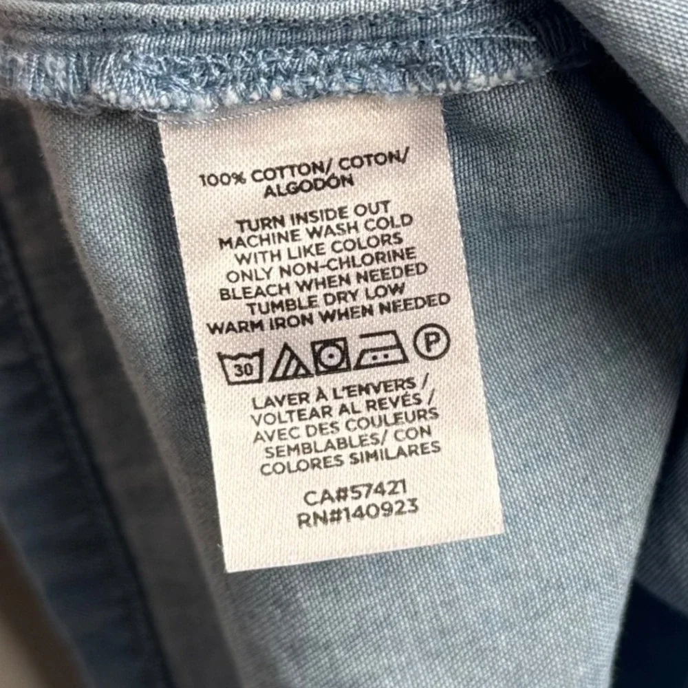 Loft‎ Ruffle Trim Denim Shirt Top Button Down Blouse XS Women's - Picture 5 of 6